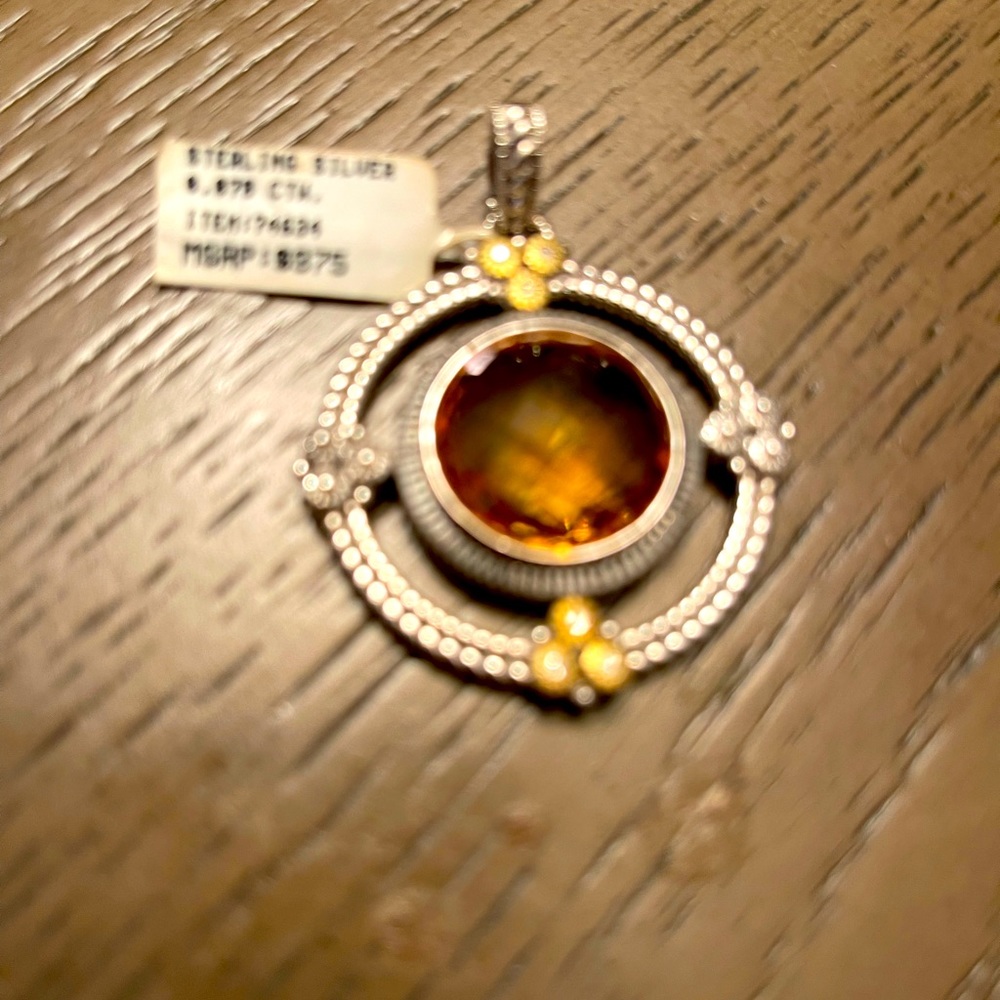 Judith Ripka sterling with 14kt accents and ginger topaz stone